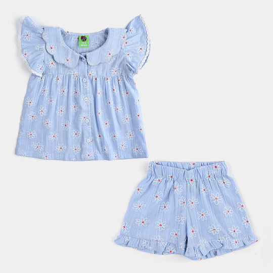 Infant Girls Cotton 2 PC Blue Daisy-LT.Blue
