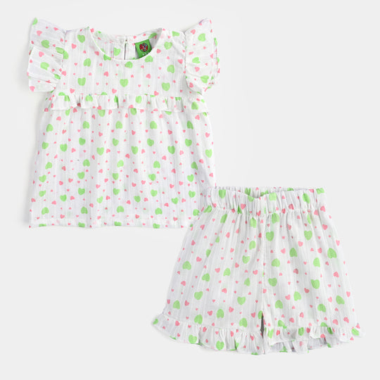 Infant Girls Cotton Jacquard 2 PC Hearts-Multi