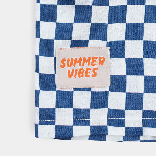 Boys Viscose Casual Shirt H/S (Beach Day)-BLUE