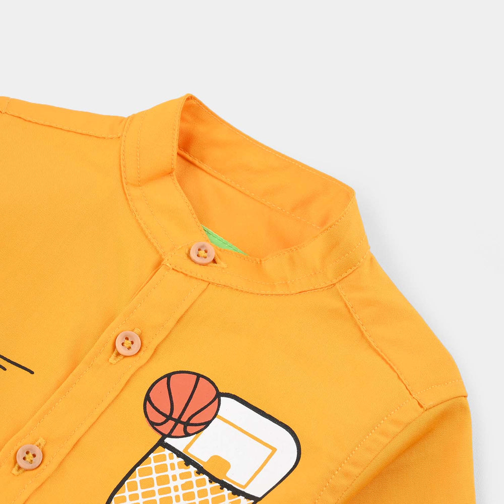 Infant Boys Cotton Poplin Casual Shirt-YELLOW