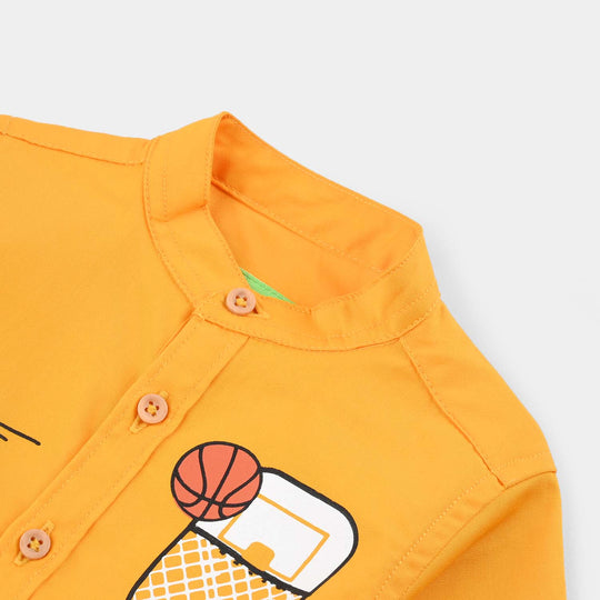 Infant Boys Cotton Poplin Casual Shirt-YELLOW