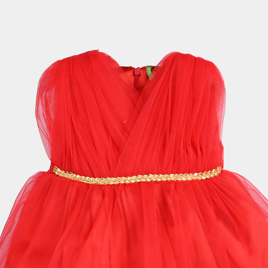 Infant Girls Net Frock Princess-RED