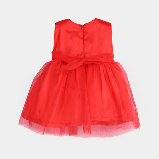 Infant Girls Net Frock Princess-RED