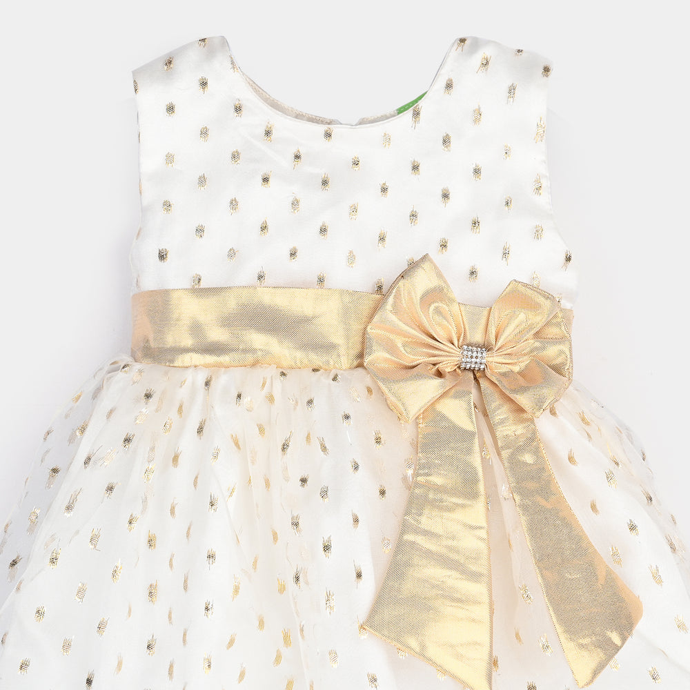 Infant Girls Organza Frock Grace-White.Gold