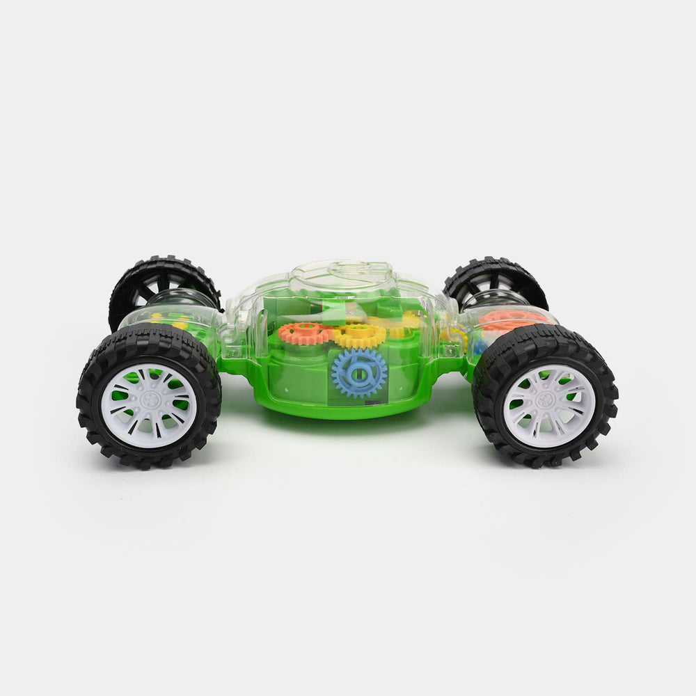 Transparent Gear Car Toy with 3D Light For Kids
