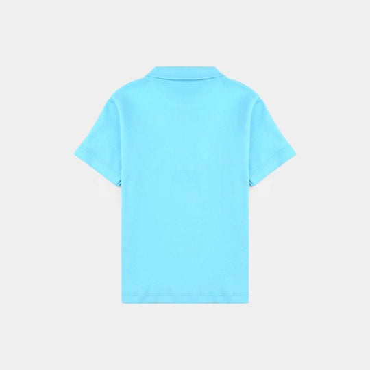 Infant Boys Cotton Interlock Polo T-Shirt Dream Big-Blue