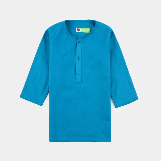 Infant Boys Jacquard Printed Kurta (Self Print)-T.Green