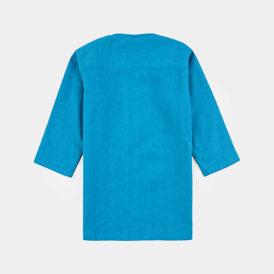 Infant Boys Jacquard Printed Kurta (Self Print)-T.Green