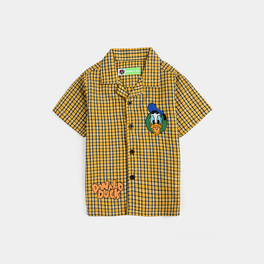 Infant Boys Yarn Dyed Basic Casual Shirt-Yellow Check