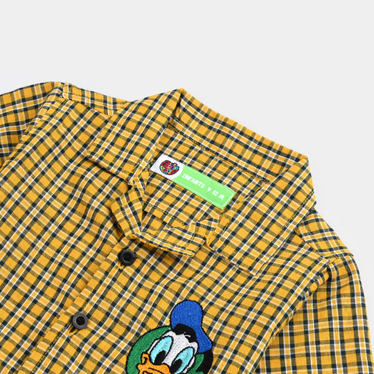 Infant Boys Yarn Dyed Basic Casual Shirt-Yellow Check