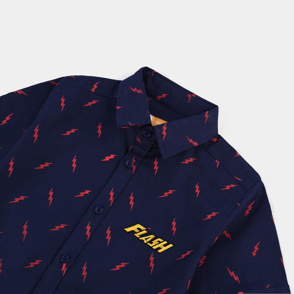 Boys Oxford Casual Shirt-Navy Blue