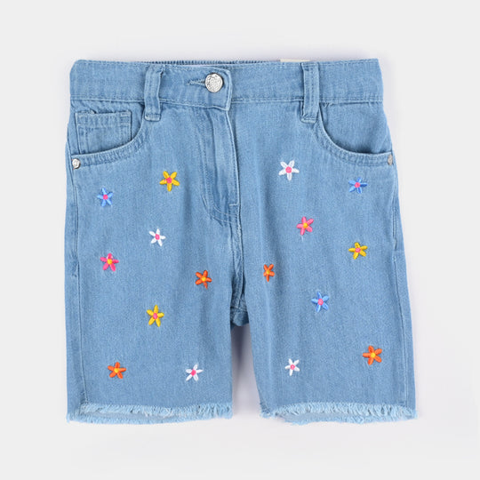 Girls Denim rigid Short Star And Star-Dark Blue