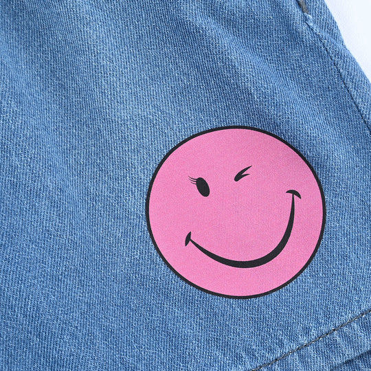 Girls Denim rigid Short Smiley World-LT.Blue