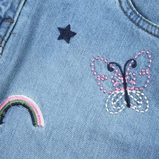 Girls Denim rigid Short Petals-Ice Blue