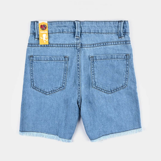 Girls Denim rigid Short Petals-Ice Blue