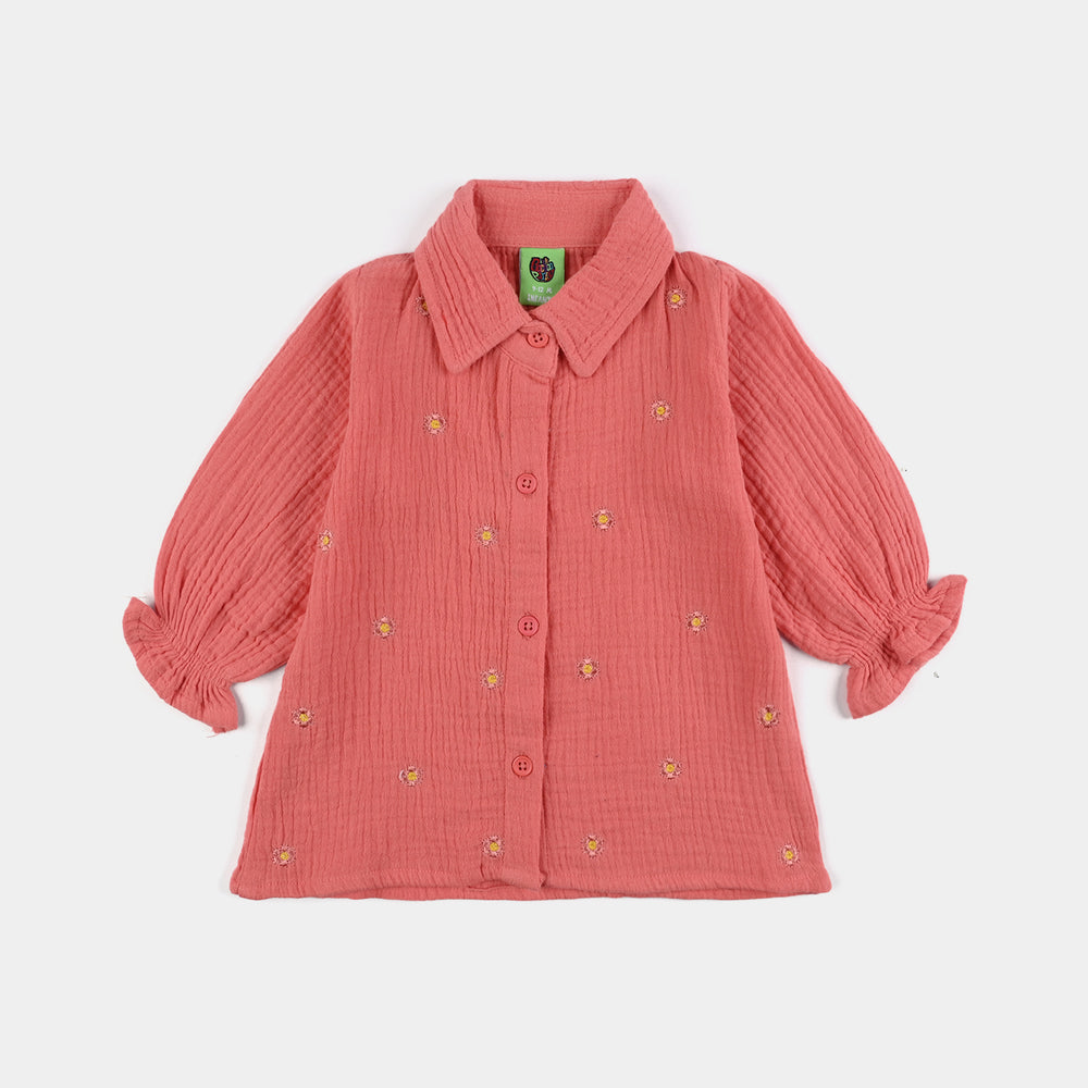 Infant Girls Cotton Poplin Co-Ord Set-Peach