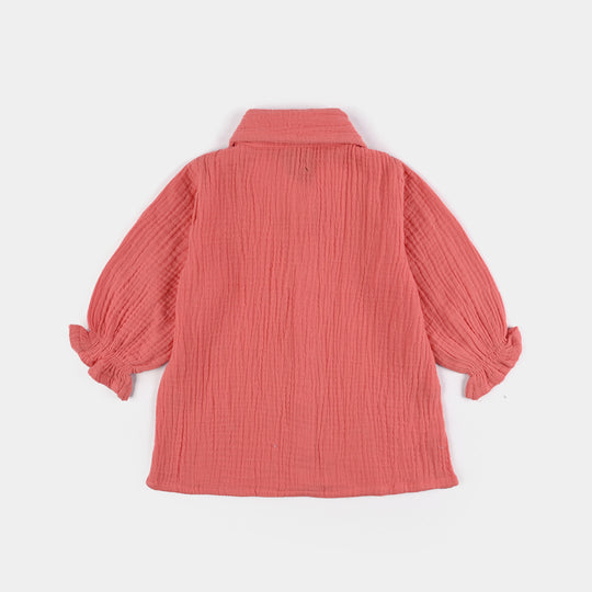 Infant Girls Cotton Poplin Co-Ord Set-Peach
