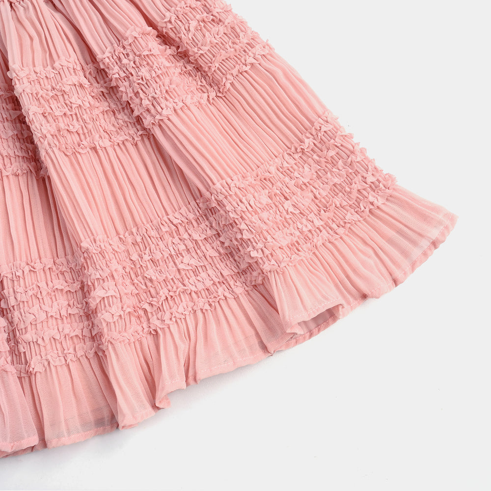 Infant Girls Chiffon Short Skirt-Peach