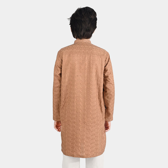 Boys Chicken Kari Kurta-BEIGE