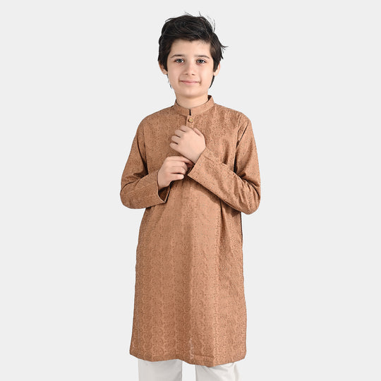Boys Chicken Kari Kurta-BEIGE
