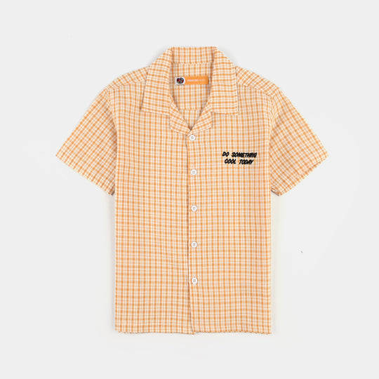 Boys Yarn Dyed Casual Shirt (Cool Today)-ORANGE
