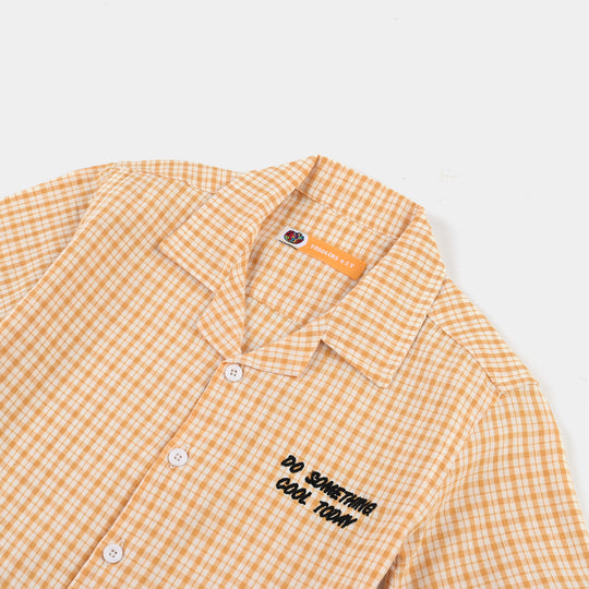 Boys Yarn Dyed Casual Shirt (Cool Today)-ORANGE