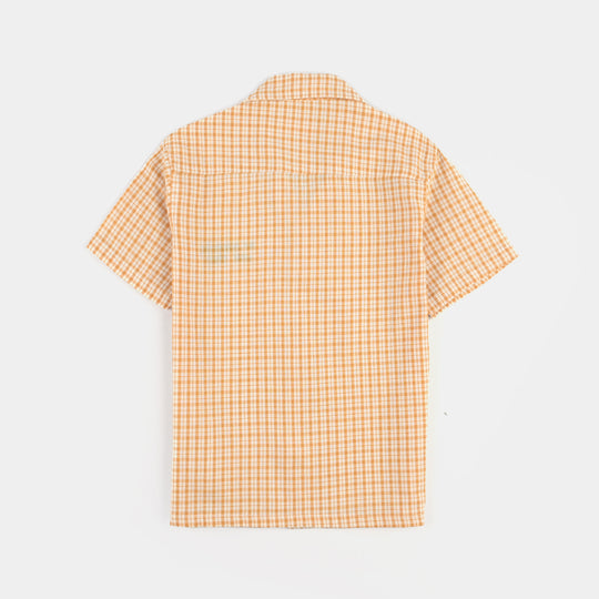 Boys Yarn Dyed Casual Shirt (Cool Today)-ORANGE