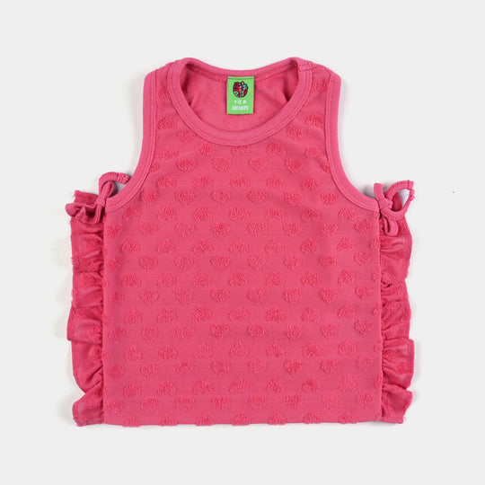 Infant Girls Jacquard Suit Ruffle Style-PINK