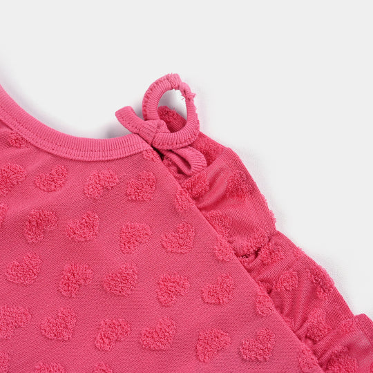 Infant Girls Jacquard Suit Ruffle Style-PINK