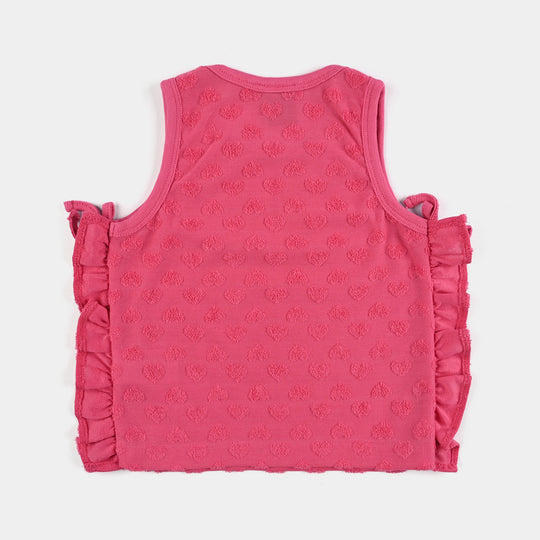 Infant Girls Jacquard Suit Ruffle Style-PINK