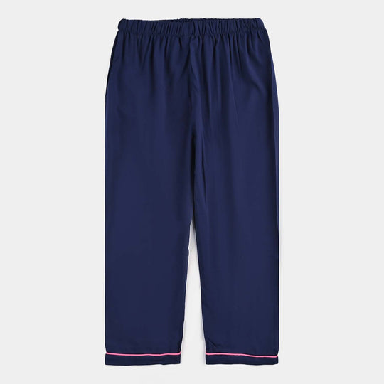Girls Viscose Nightwear Contrast-NAVY
