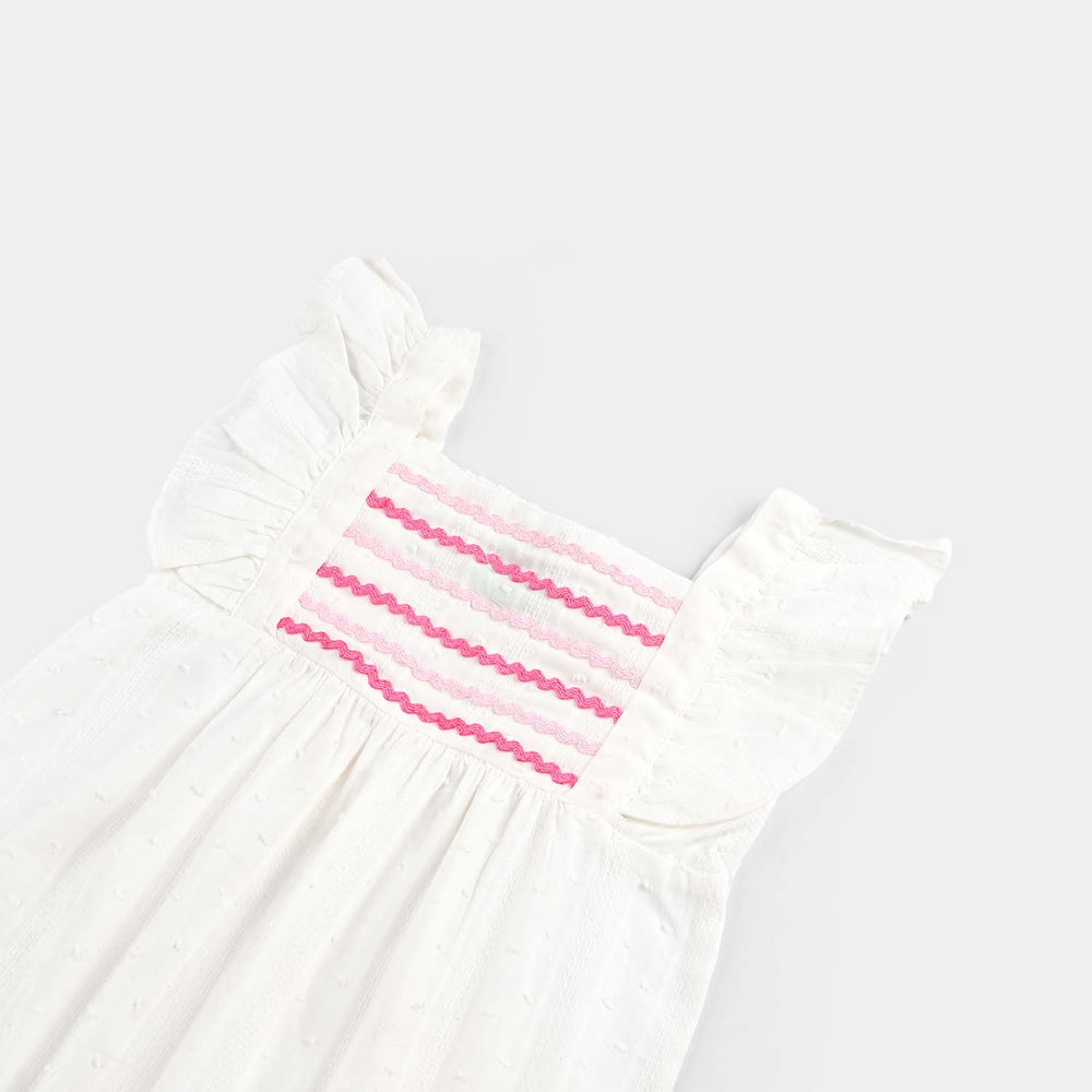 Infant Girls Jacquard Romper Sheep In The garden-White