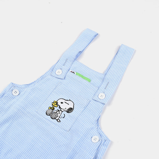 Infant Boys Yarn Dyed Dungaree-Light Blue