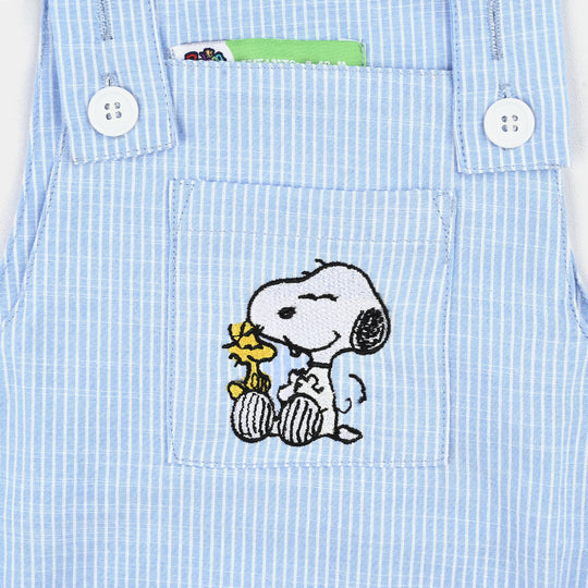 Infant Boys Yarn Dyed Dungaree-Light Blue