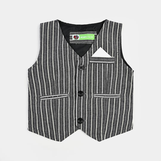 Infant Boys Yarn Dyed Suit B/W Stripe-Coat Style