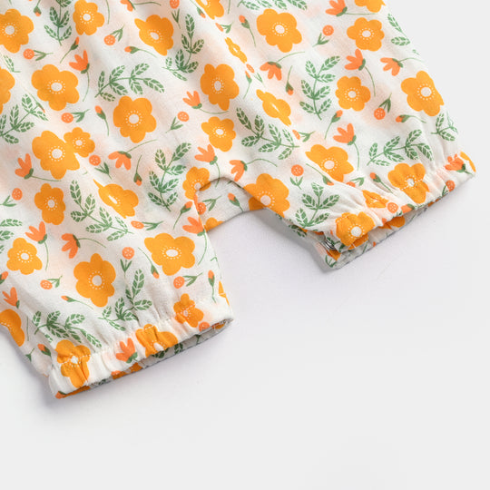 Infant Girls Georgette Romper-Fields of Gold-Multi