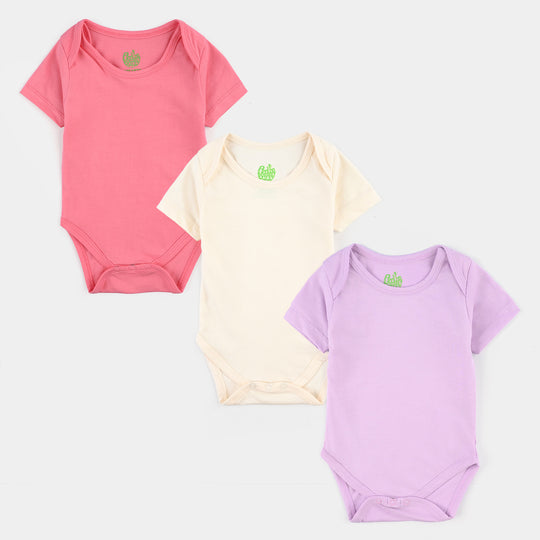 Pack Of 3 Infant Girls Cotton Jersey Basic Romper Set