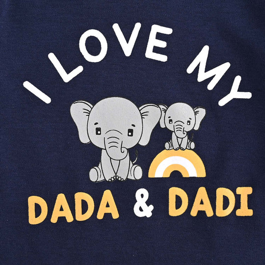 Infant Unisex Cotton Interlock I LOVE MY DADA AND DADI ROMPER-Navy Blue