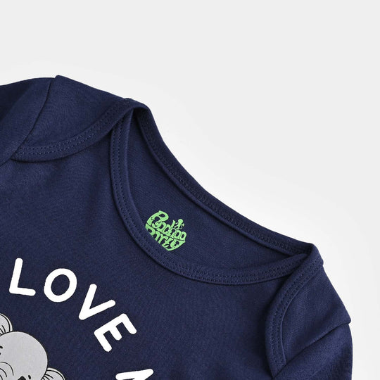 Infant Unisex Cotton Interlock I LOVE MY DADA AND DADI ROMPER-Navy Blue