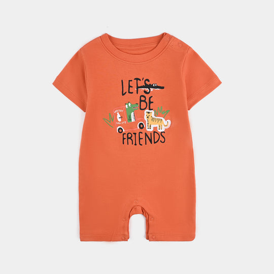 Infant Boys Cotton Interlock LETS BE FRIENDS FASHION Romper-Orange