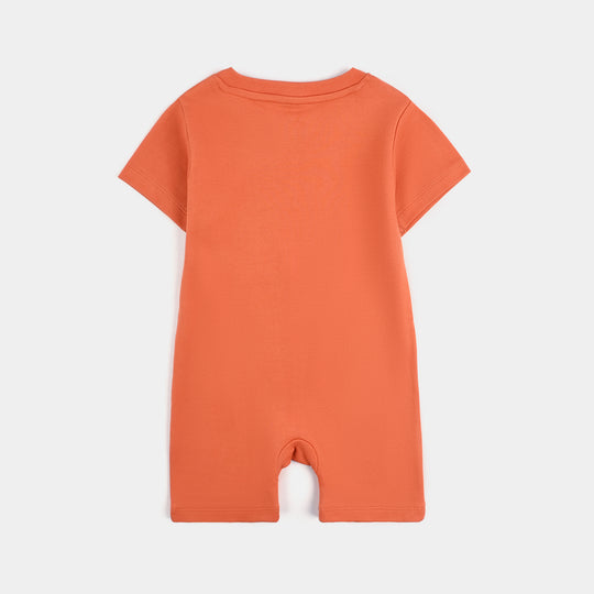 Infant Boys Cotton Interlock LETS BE FRIENDS FASHION Romper-Orange