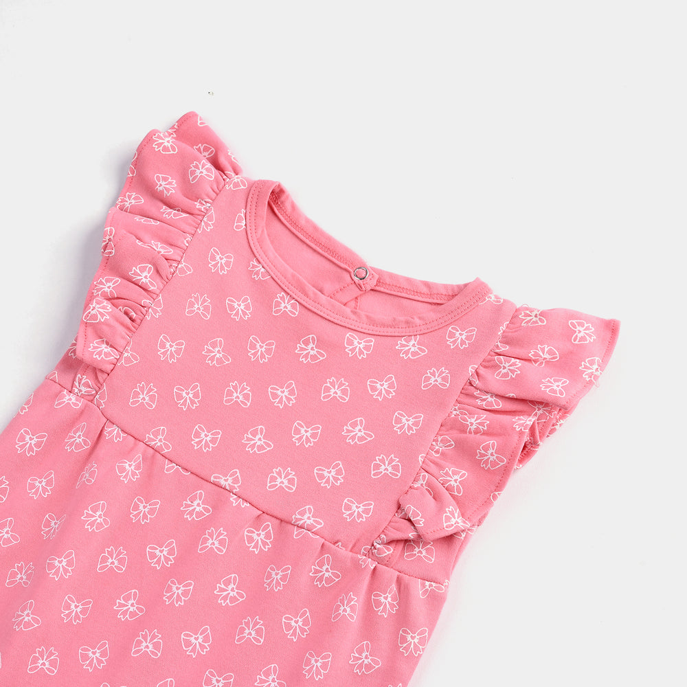Infant Girls Cotton Interlock FASHION BOW FASHION ROMPER