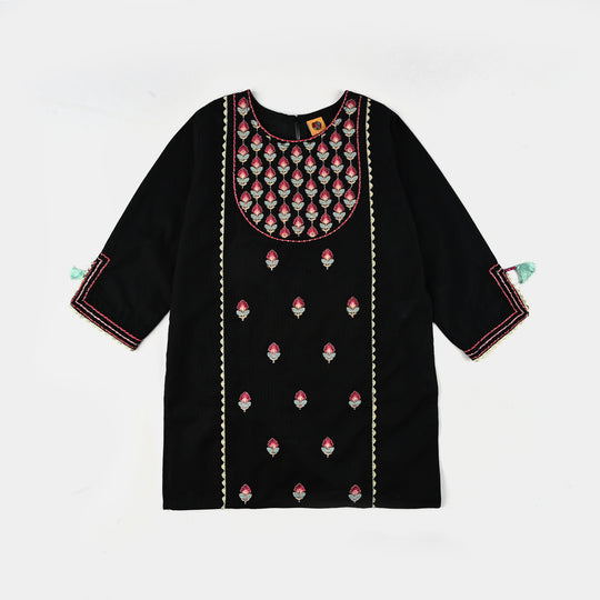 Girls Cotton Emb 2Pcs GulBahar - BLACK