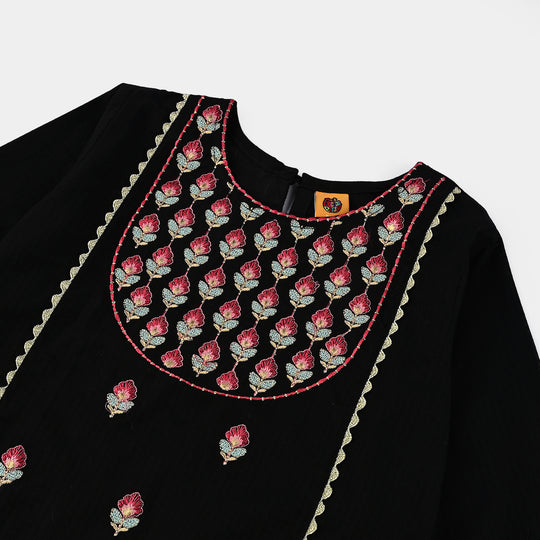 Girls Cotton Emb 2Pcs GulBahar - BLACK