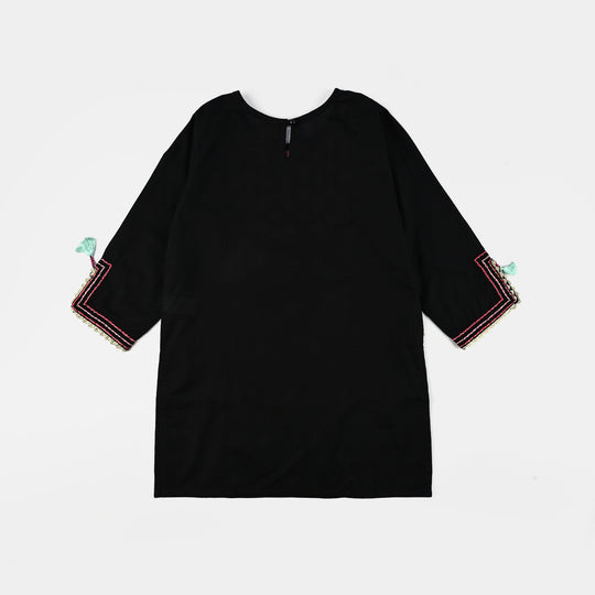 Girls Cotton Emb 2Pcs GulBahar - BLACK