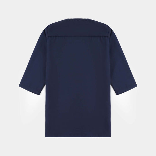 Infant Boys Poly Viscose Printed Kurta (Zig Zag)-Navy Blue