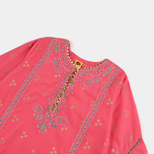 Girls Jacquard 3Pcs Hoor - T.Pink