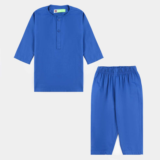 Infant Boys Cotton Poplin Kurta Pajama (Basic)-BLUE
