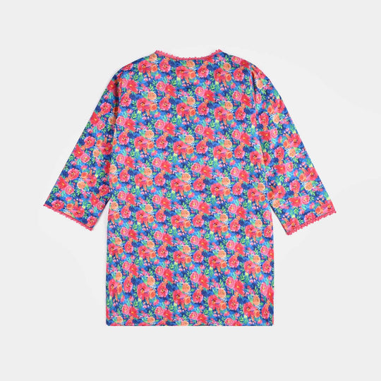 Infant Girls Cotton Poplin Printed Kurti Floral-Multi