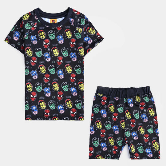 Boys Microfiber Jersey 2 Piece Suit-NAVY